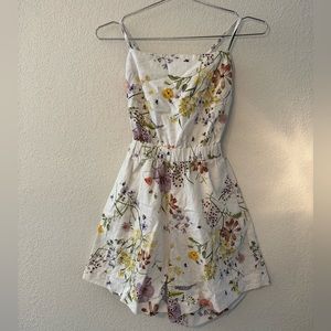 Floral linen blend open back h&m romper